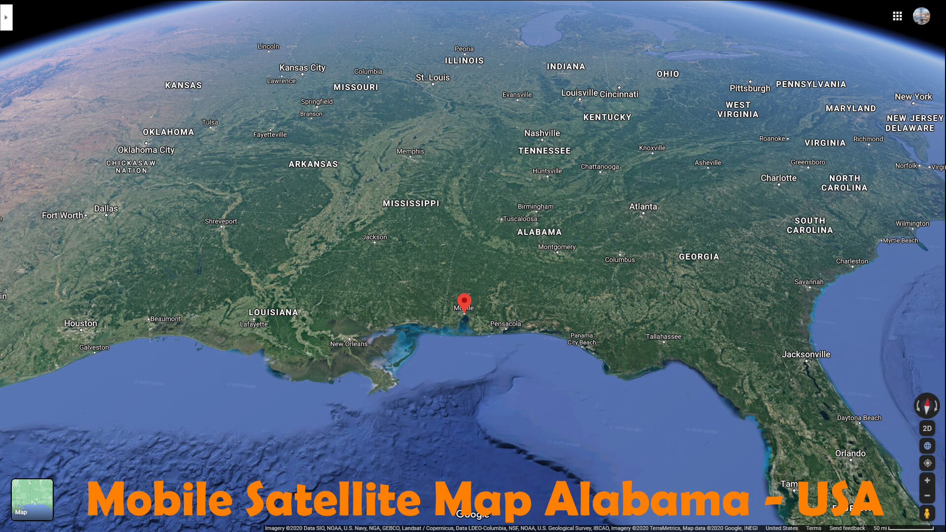 Mobile Satellite Map Alabama   USA